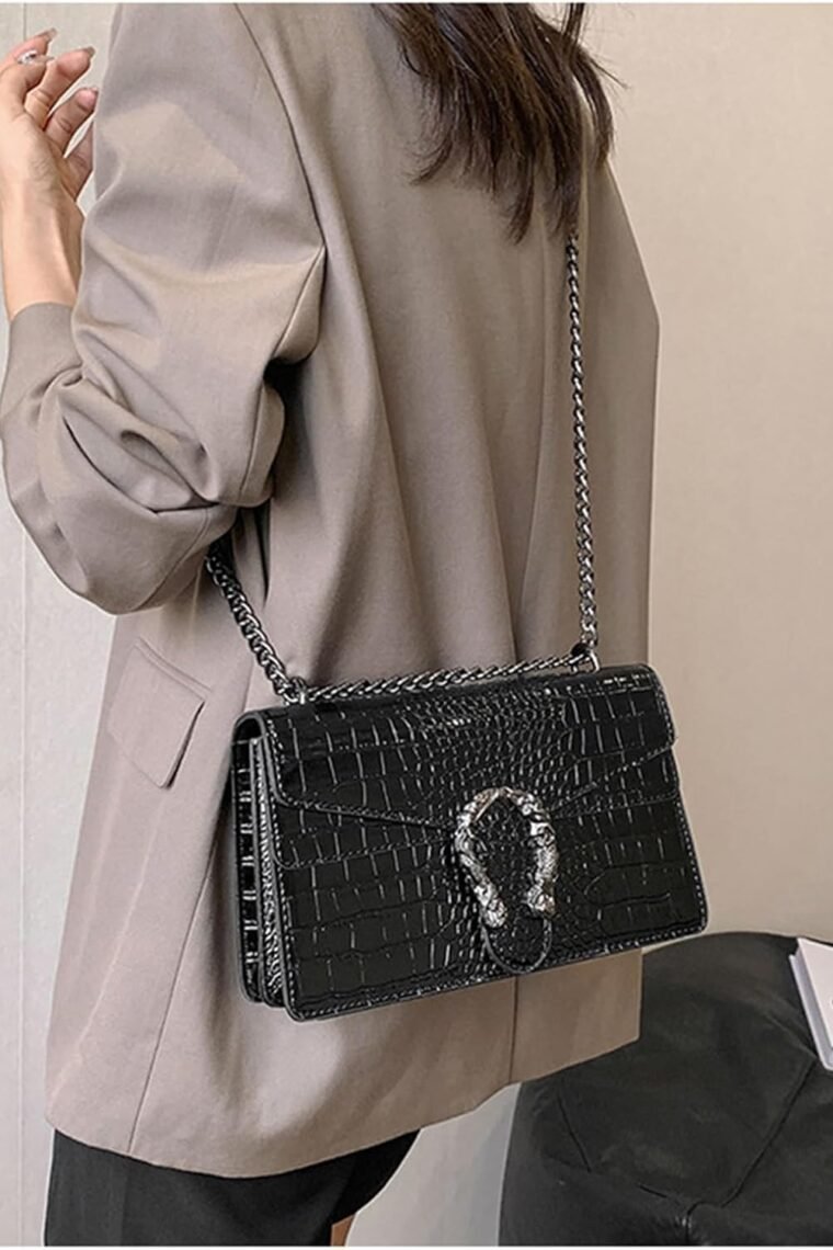 Crossbody Bag Satchel Purse Snake Printed Handbag Shoulder Bag for Women - Leather Fashion Luxury Chain Purse - Image 7