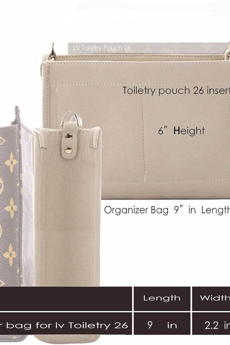 Felt Insert Organizer Bag In Bag Fit Purse LV Toiletry Pouch 26 19, Lv Pouch 26 Khaki, Middle - Image 4