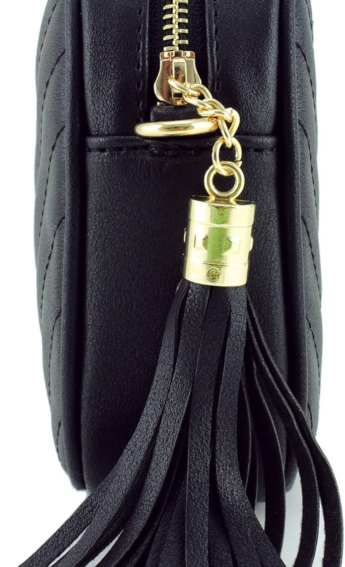 Simple Shoulder Crossbody Bag With Metal Chain Strap And Tassel Top Zipper - Image 3