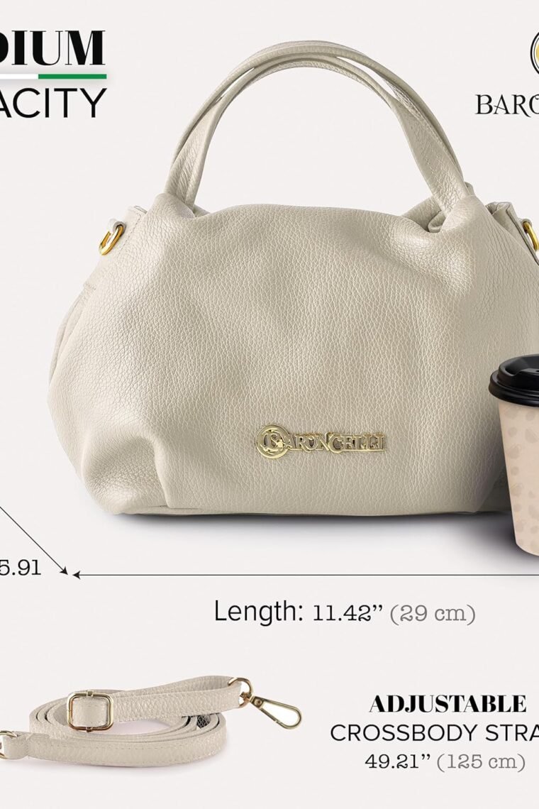 Baroncelli Italian Leather Purse for Women Genuine Soft Leather Medium Size Shoulder Crossbody Bag Made in Italy - Image 3
