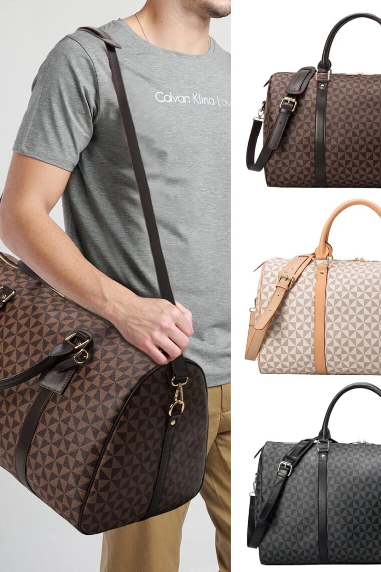 Men's Travel Duffel Bag CHENFANS Leather Large Capacity Weekend Luggage Tote Bag - Versatile Carry Large Travel Tote for Gym Vacations - Image 3