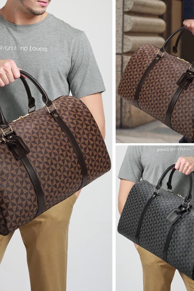 Men's Travel Duffel Bag CHENFANS Leather Large Capacity Weekend Luggage Tote Bag - Versatile Carry Large Travel Tote for Gym Vacations - Image 4