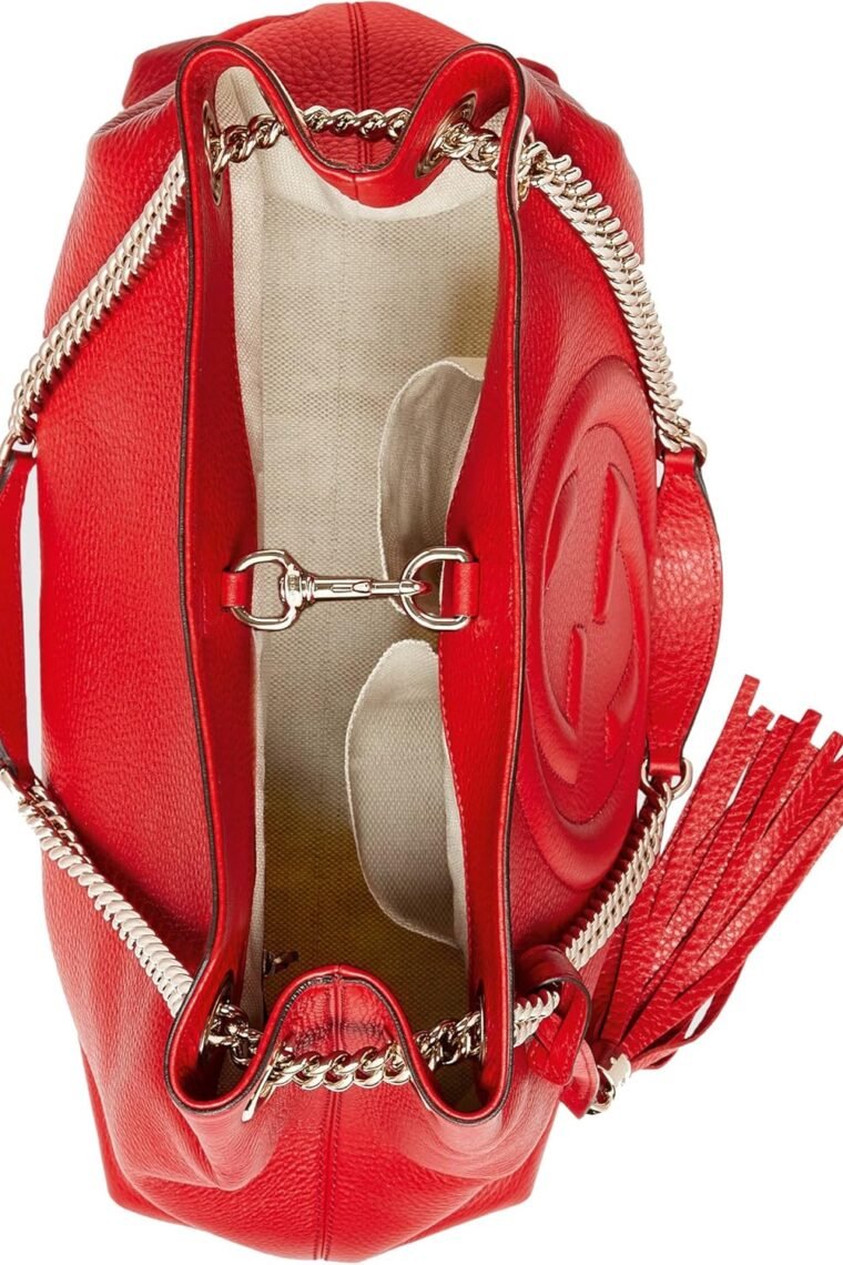 Gucci Soho Leather Chain Shoulder Handbag Red - Image 4