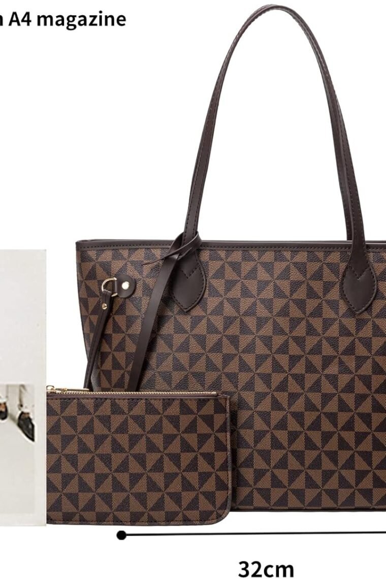 Handbags for Women Designer Fashion Purses Top Handle Satchel Shoulder Bags 2pcs with Small Wallet (Brown) - Image 6