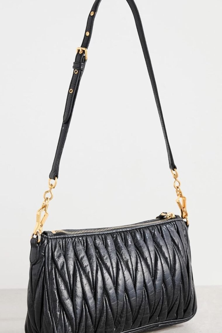 WHAT GOES AROUND COMES AROUND Women's Pre-Loved Miu Miu Black Nappa Bag - Image 4