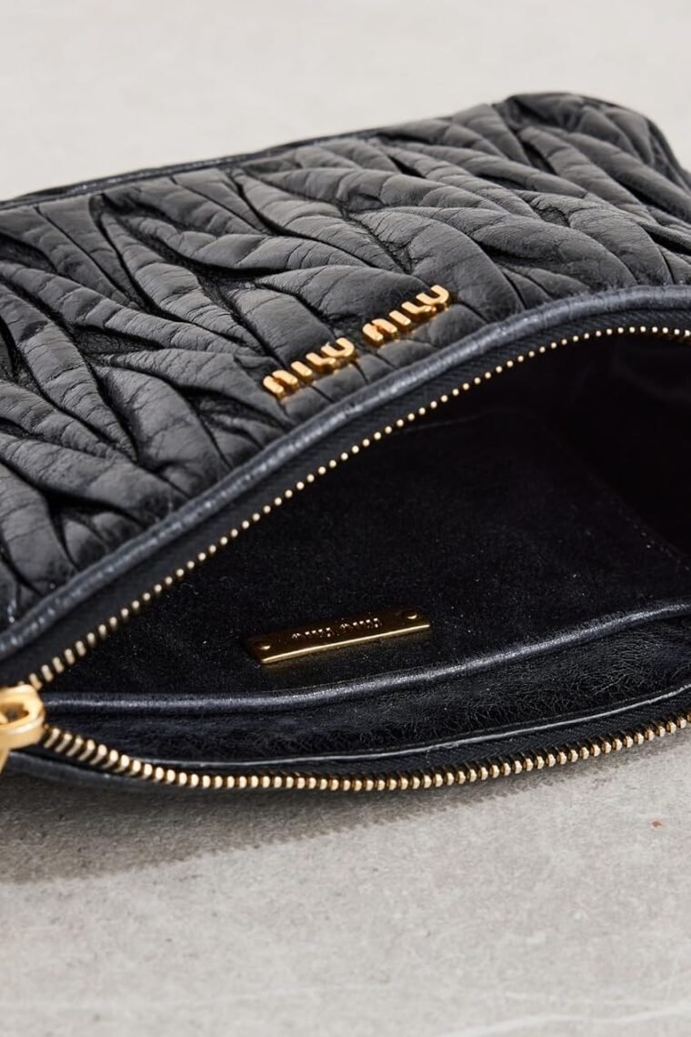 WHAT GOES AROUND COMES AROUND Women's Pre-Loved Miu Miu Black Nappa Bag - Image 5