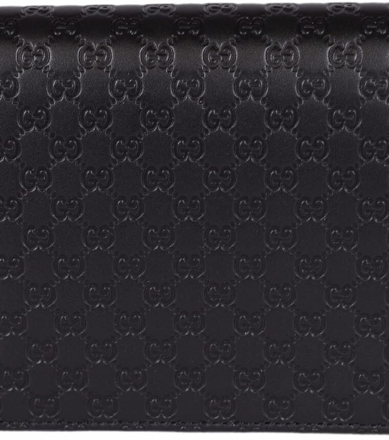 Gucci Women's Leather Micro GG Guccissima Mini Crossbody Wallet Bag Purse (Black) - Image 4