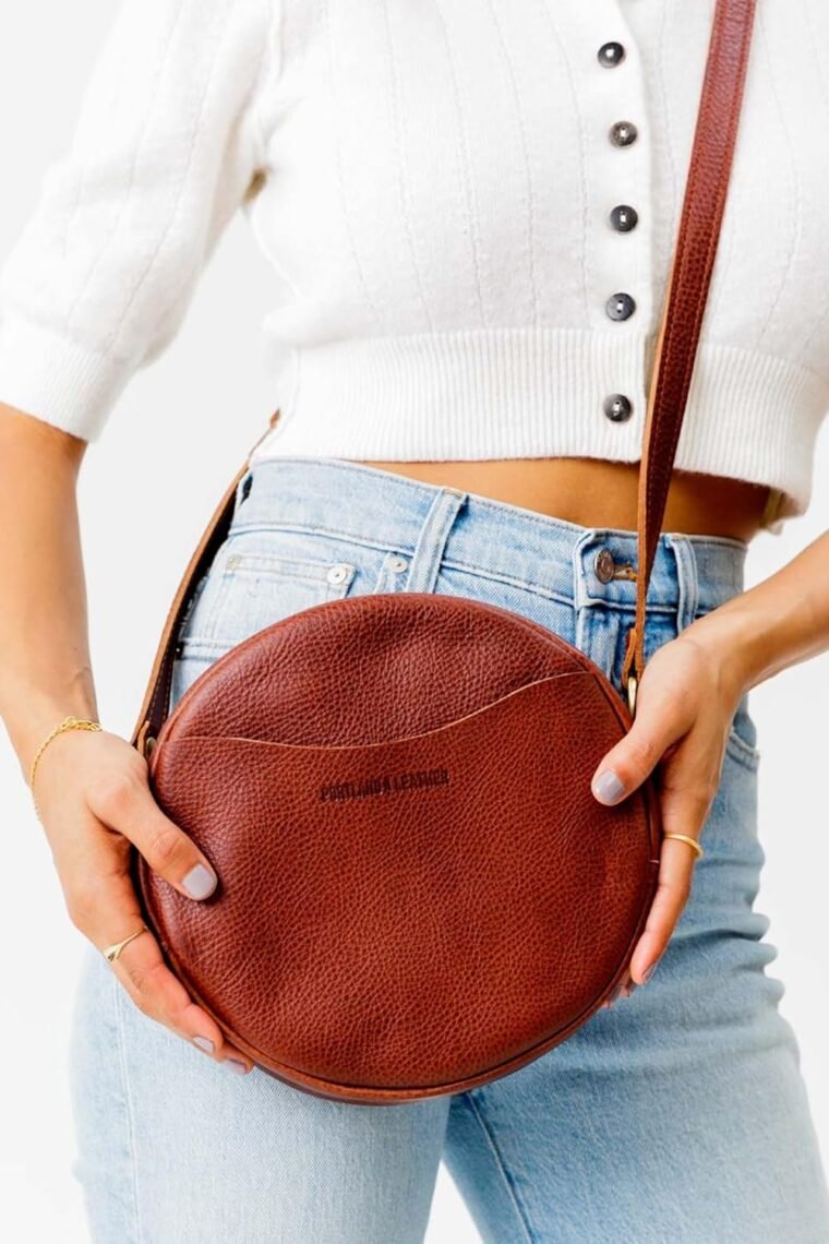 Portland Leather Goods Circle Crossbody Bag for Women – Handmade from the Finest Full-Grain Hides - Image 3