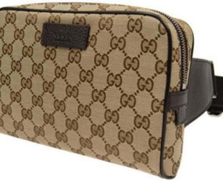Gucci Womens Canvas Leather Trim Fanny Pack Brown Small - Image 2
