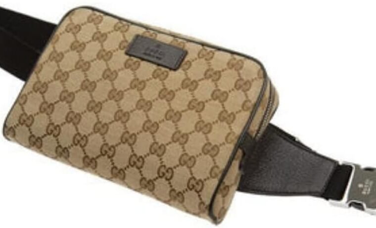 Gucci Womens Canvas Leather Trim Fanny Pack Brown Small - Image 4