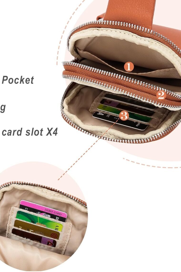 INICAT Sling Bag for Women Small Crossbody Bags Leather Fanny Pack for Travel Essentials - Image 4