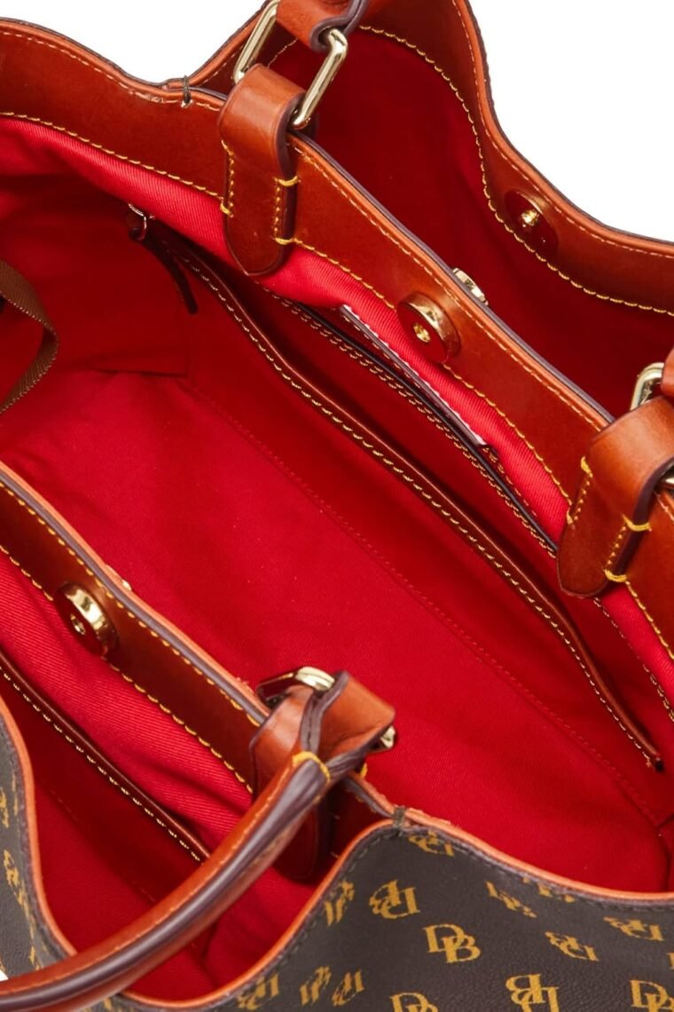 Dooney & Bourke Women's Gretta Brenna Satchel in Coated Cotton, Large Handbag with Adjustable & Detachable Shoulder Strap - Image 3