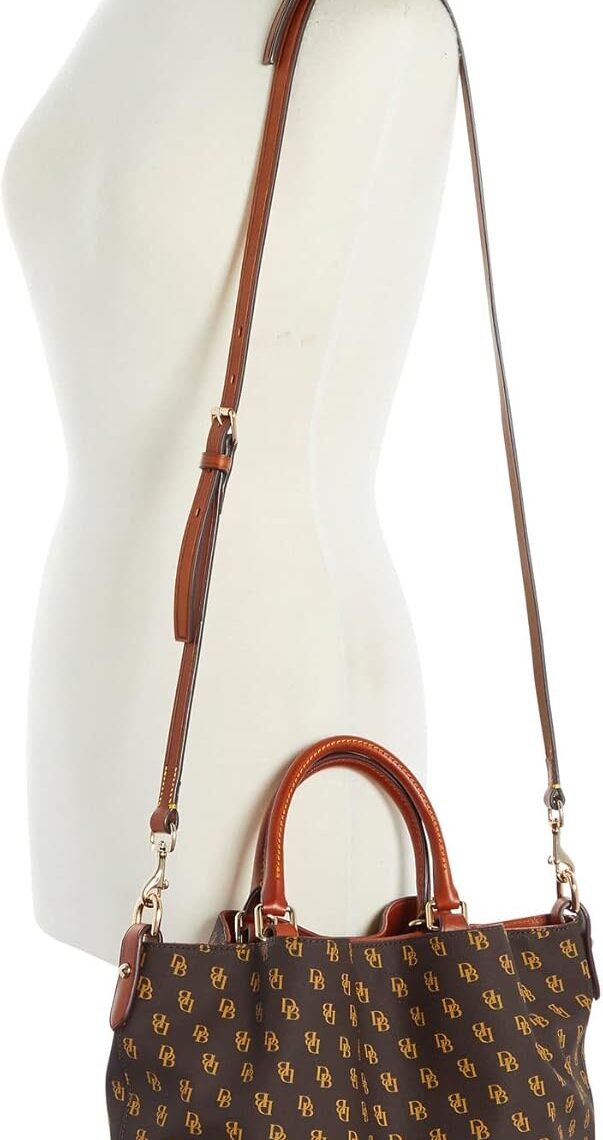 Dooney & Bourke Women's Gretta Brenna Satchel in Coated Cotton, Large Handbag with Adjustable & Detachable Shoulder Strap - Image 4