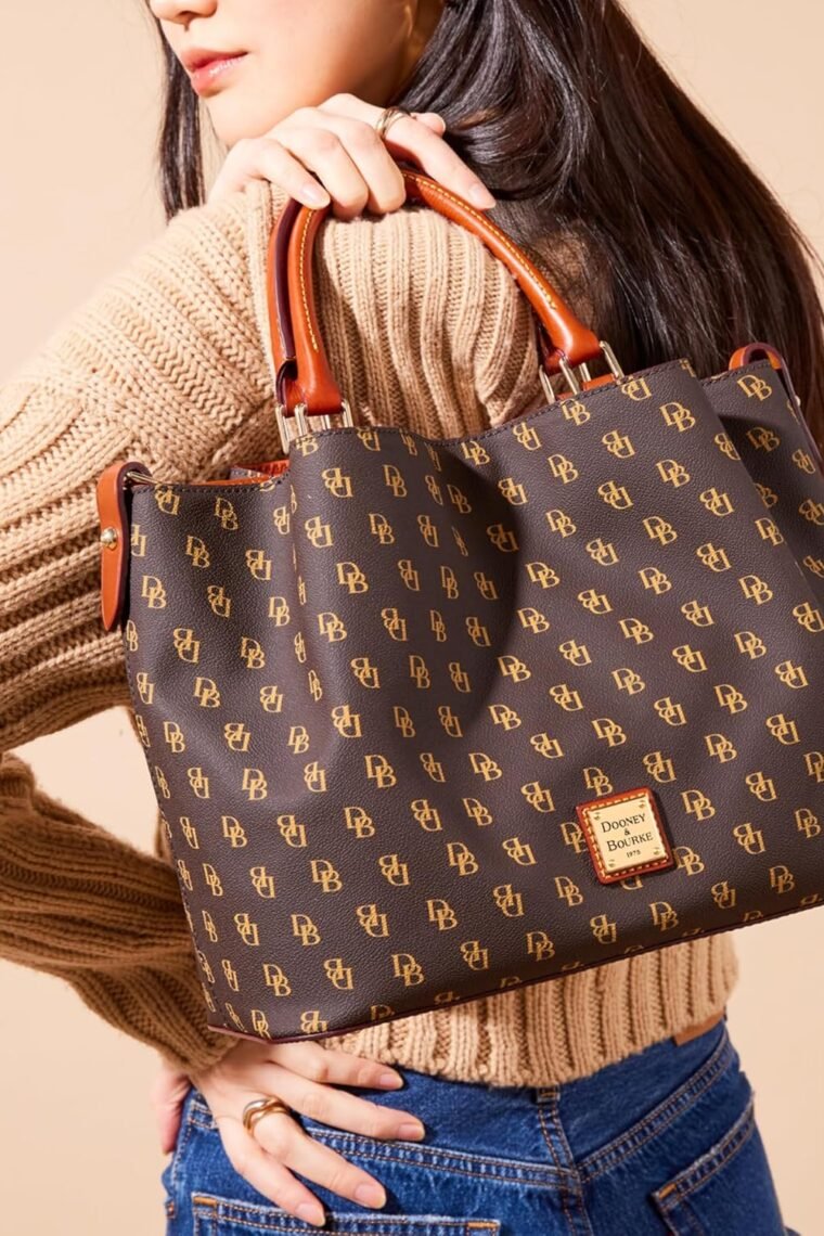 Dooney & Bourke Women's Gretta Brenna Satchel in Coated Cotton, Large Handbag with Adjustable & Detachable Shoulder Strap - Image 5
