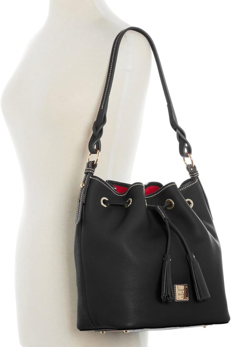 Dooney & Bourke Bucket Bags for Women, Pebble Grain Tasha Large Leather Shoulder Bag with Drawstring Cinch Closure - Image 4