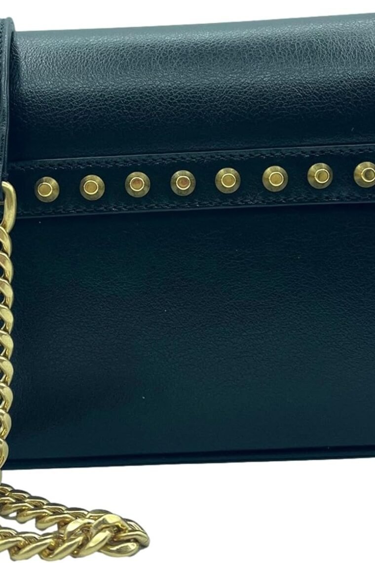 Prada Blue Black Glace Leather Studded Trim Crossbody Handbag 1BD147 - Image 3