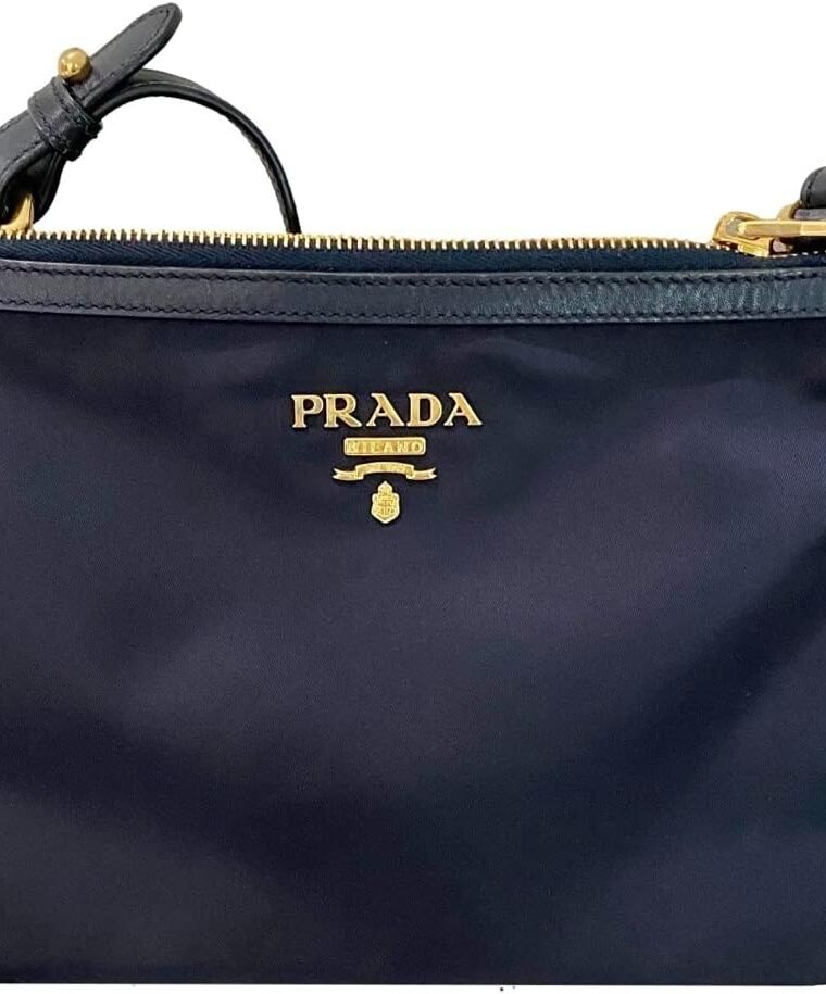 Prada Tessuto Nylon Blue Double Zip Calf Leather Crossbody Bag 1BH046 - Image 3