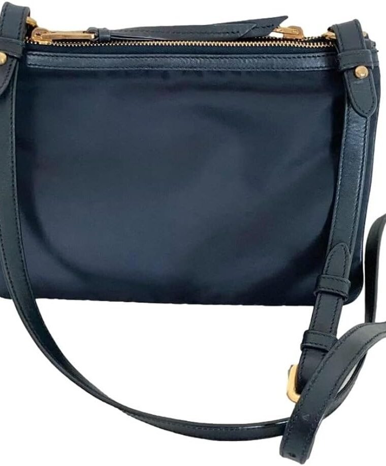 Prada Tessuto Nylon Blue Double Zip Calf Leather Crossbody Bag 1BH046 - Image 4