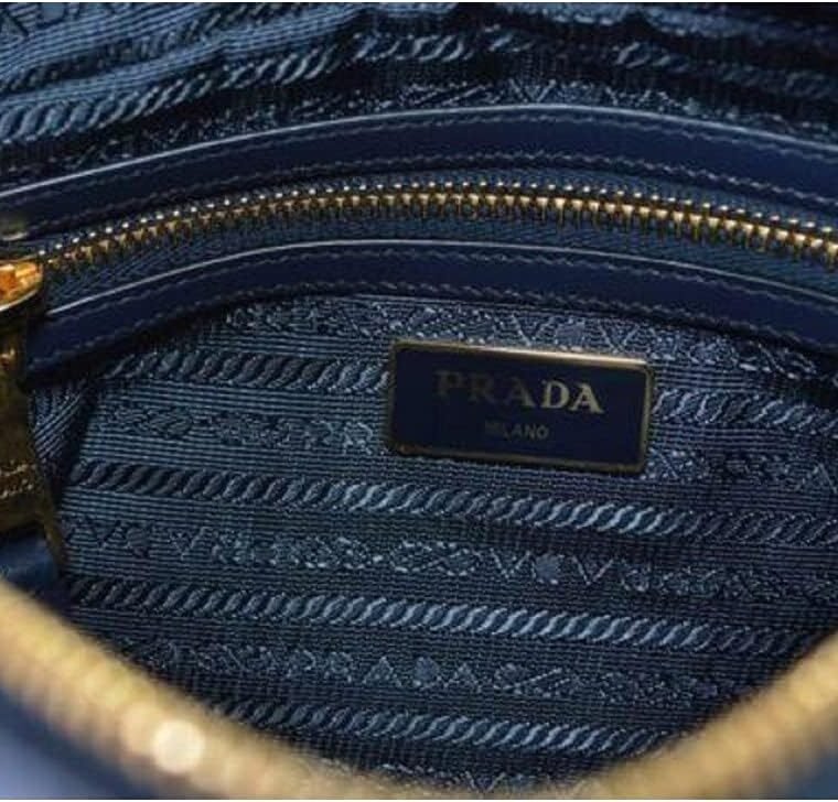 Prada Tessuto Nylon Blue Double Zip Calf Leather Crossbody Bag 1BH046 - Image 7