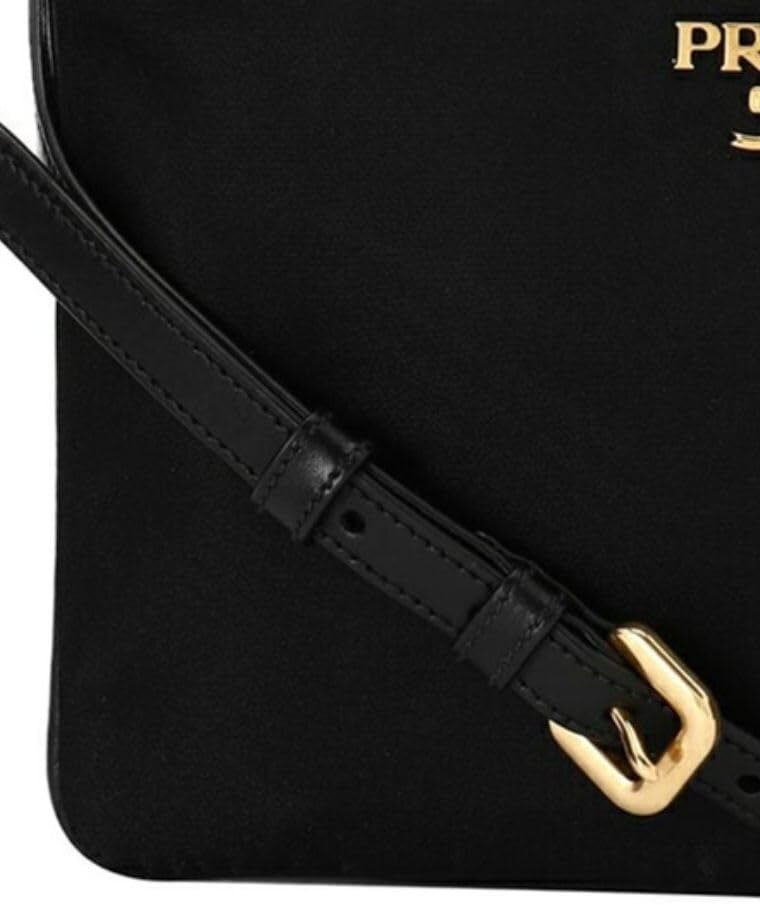 Prada Bandoliera Tessuto Nylon Soft Calf Trim Black Crossbody Bag 1BH046 - Image 5