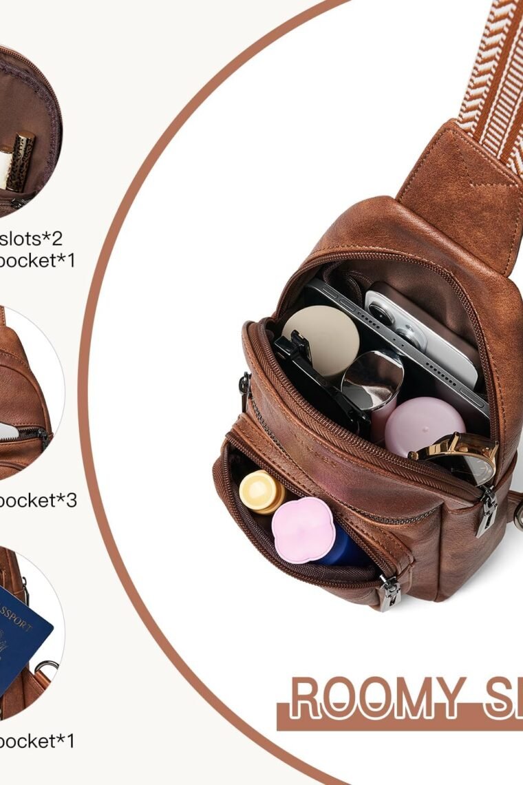 7L Sling Bag for Women Crossbody Bag Sling Purse Fanny Packs Vegan Leather Chest Bag Trendy Handbag Travel Anti Theft - Image 4