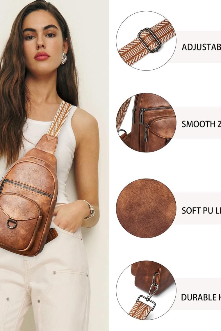 7L Sling Bag for Women Crossbody Bag Sling Purse Fanny Packs Vegan Leather Chest Bag Trendy Handbag Travel Anti Theft - Image 8