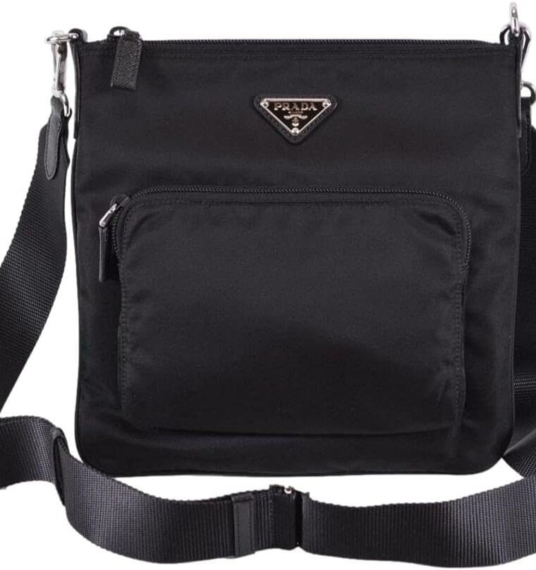 Prada Unisex Medium Black Tessuto Nylon Messenger Crossbody Handbag - Image 2