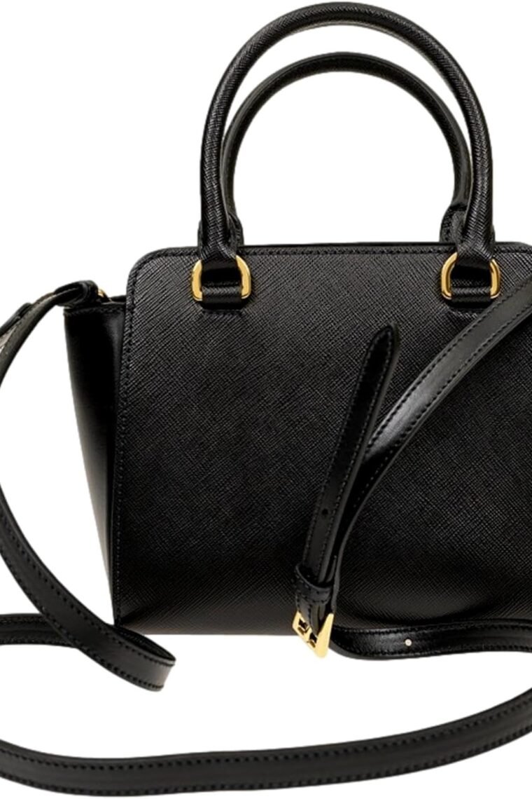 Prada Triangle Logo Black Saffiano Lux Leather Crossbody Satchel Bag - Image 4