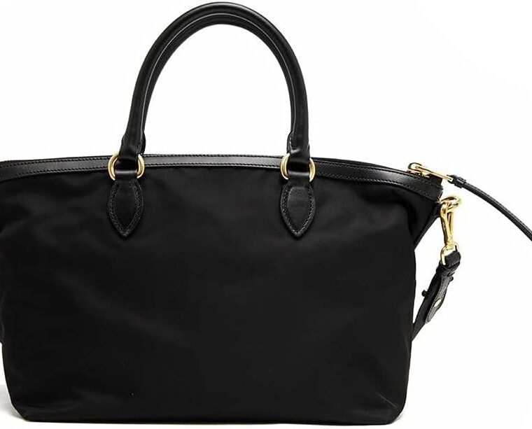 PradaWomens Black Tessuto Nylon Two-Way Satchel Handbag 1BA104 - Image 4