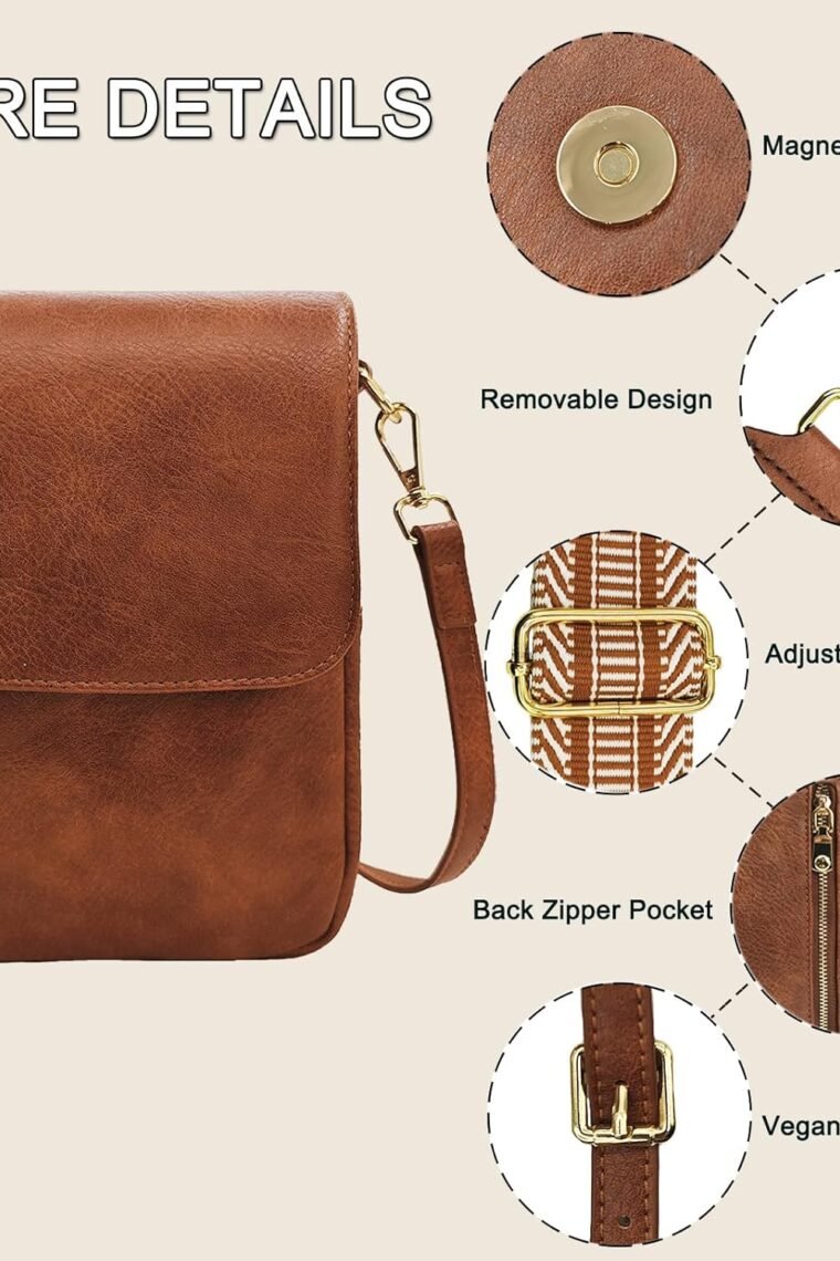 Small Crossbody Purse for Women Trendy Vegan Leather Cell Phone Bags with Card Slots & Adjustable Straps - Image 3