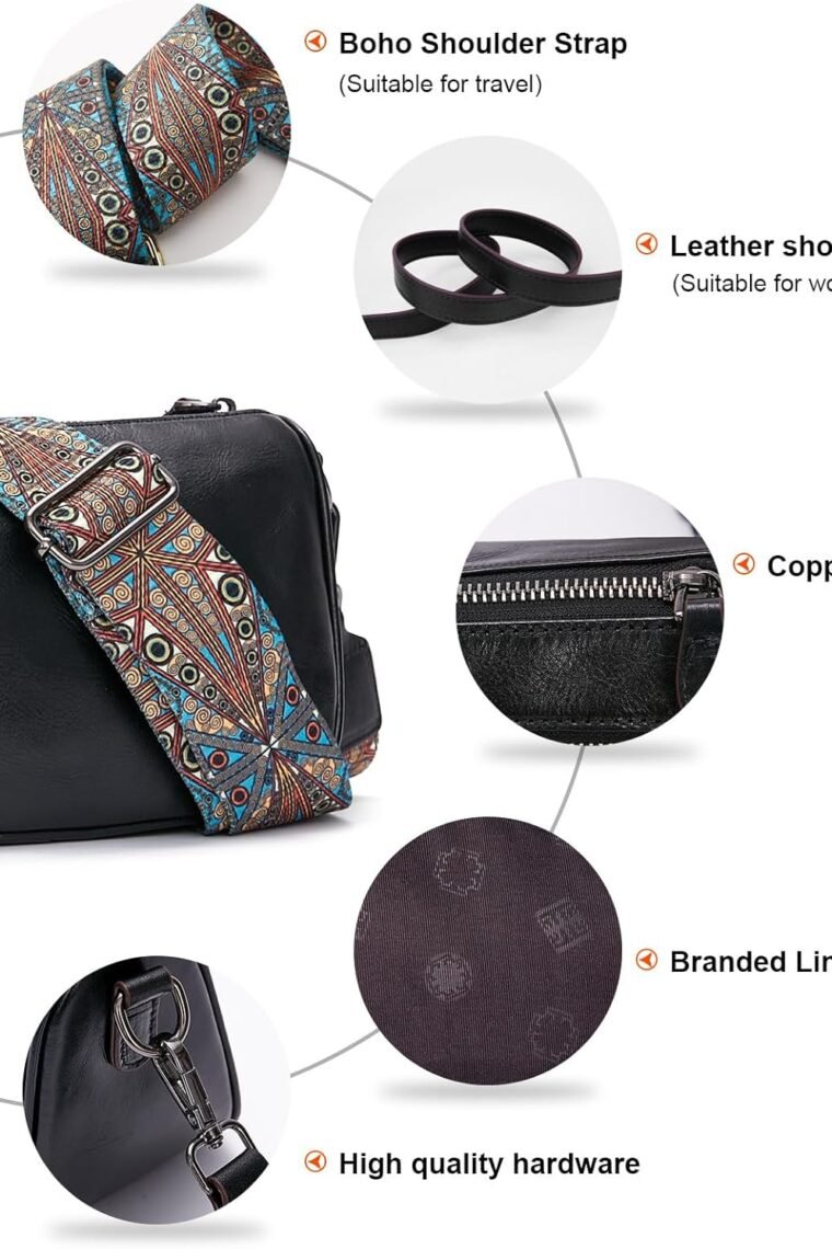 Leather Crossbody Bags Women Purse: Genuine Leather Cross Body Purses for Women Trendy - Small Shoulder Hangbags & Wide Strap - Image 4