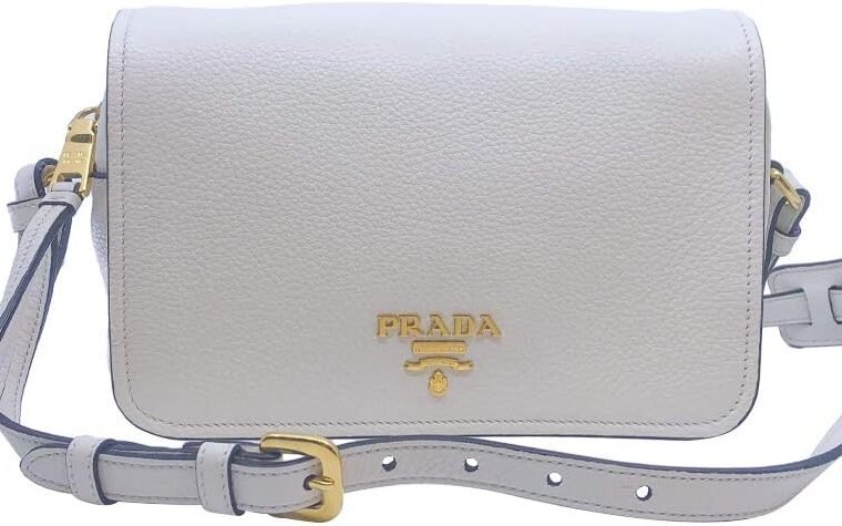 Prada Womens Vitello Phenix Shoulder Flop Ivory Leather Crossbody Bag 1BD163 - Image 5