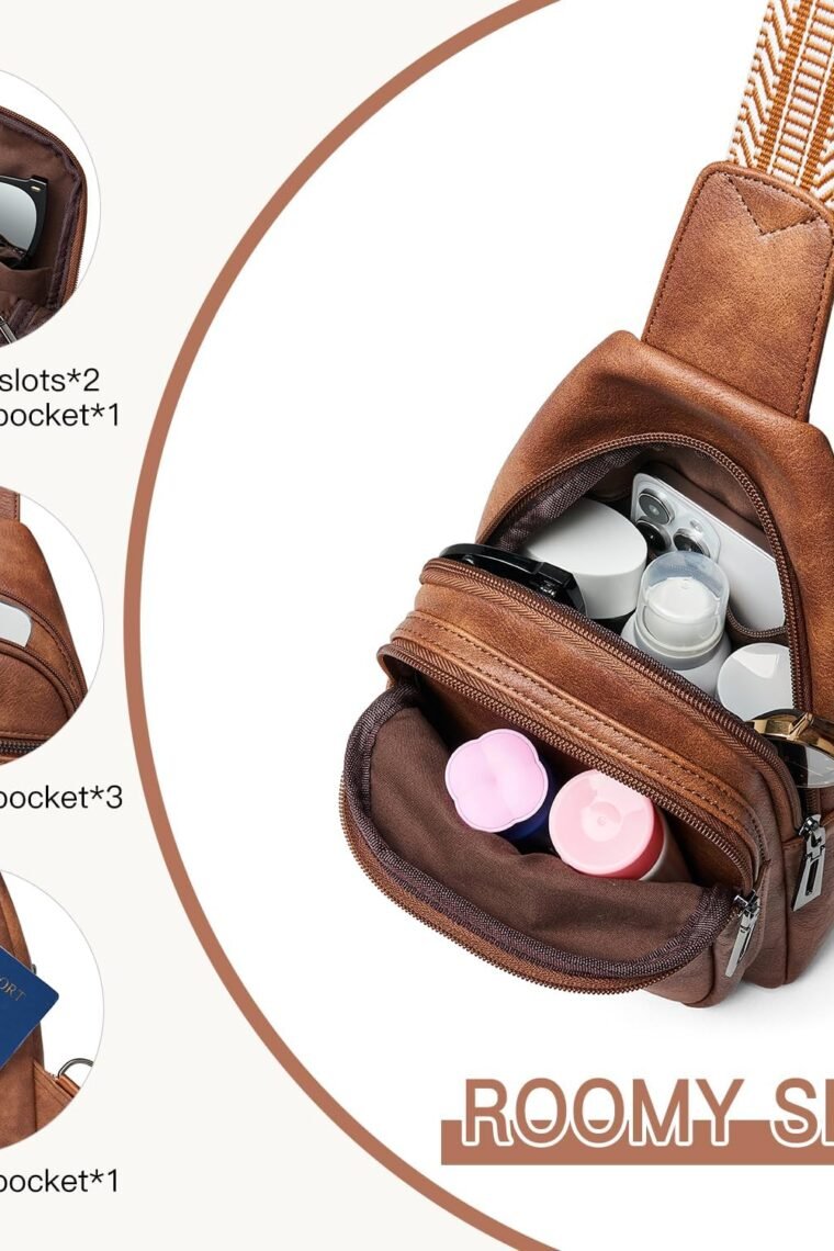 7L Sling Bag for Women Men Vegan Leather Crossbody Bags Fanny Pack Purse Backpack Over Shoulder Bag Travel Anti Theft - Image 4