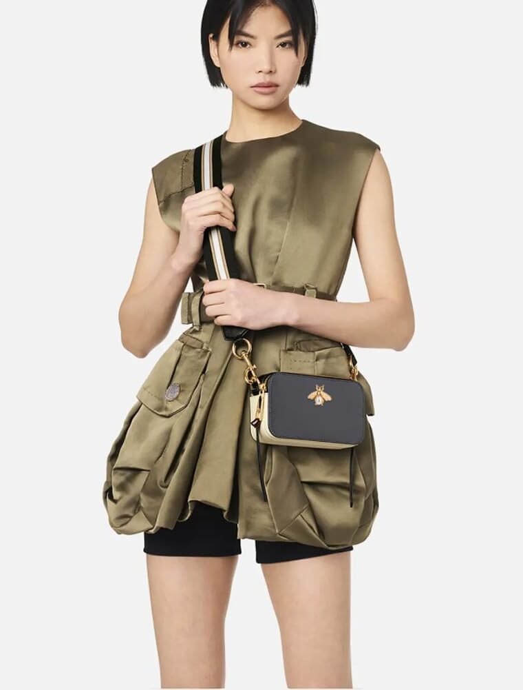Bee Purse Camera Crossbody Bags for Women Trendy Small Snapshot Bag Wide Strap Leather Shoulder Clutch Handbags - Image 6