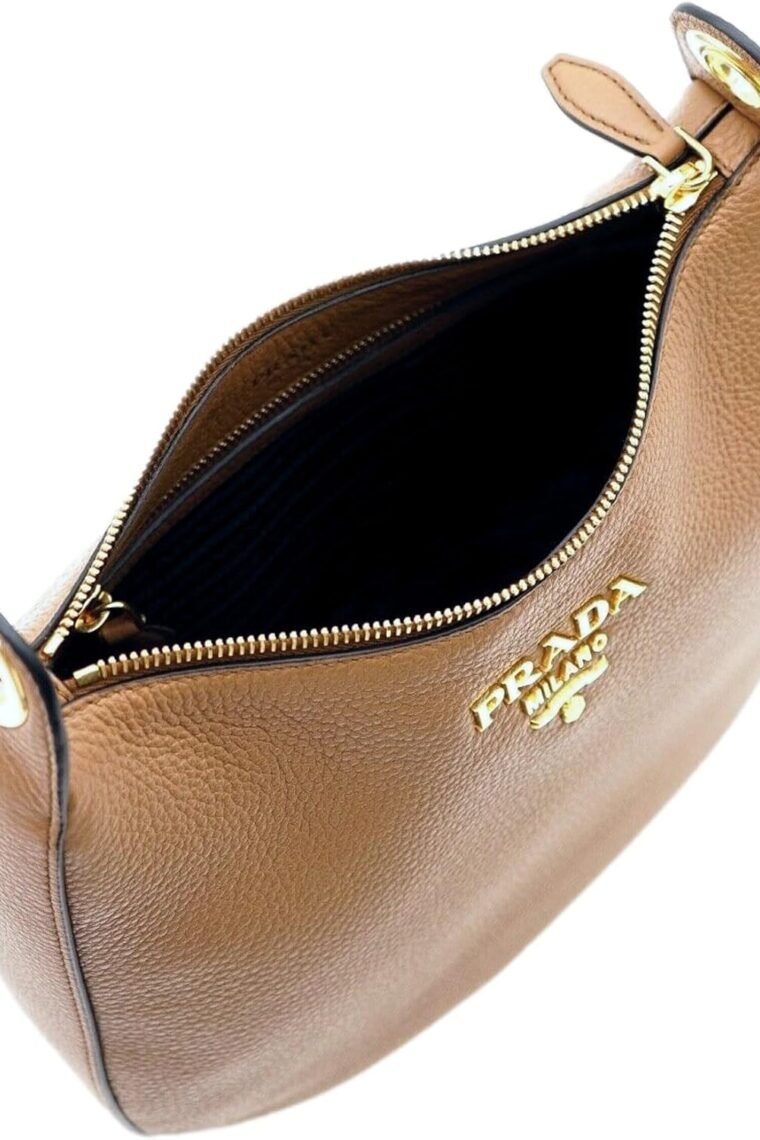 Prada Women's Tan Leather Medium Web Stripe Strap Crossbody Bag 1BC166 - Image 4