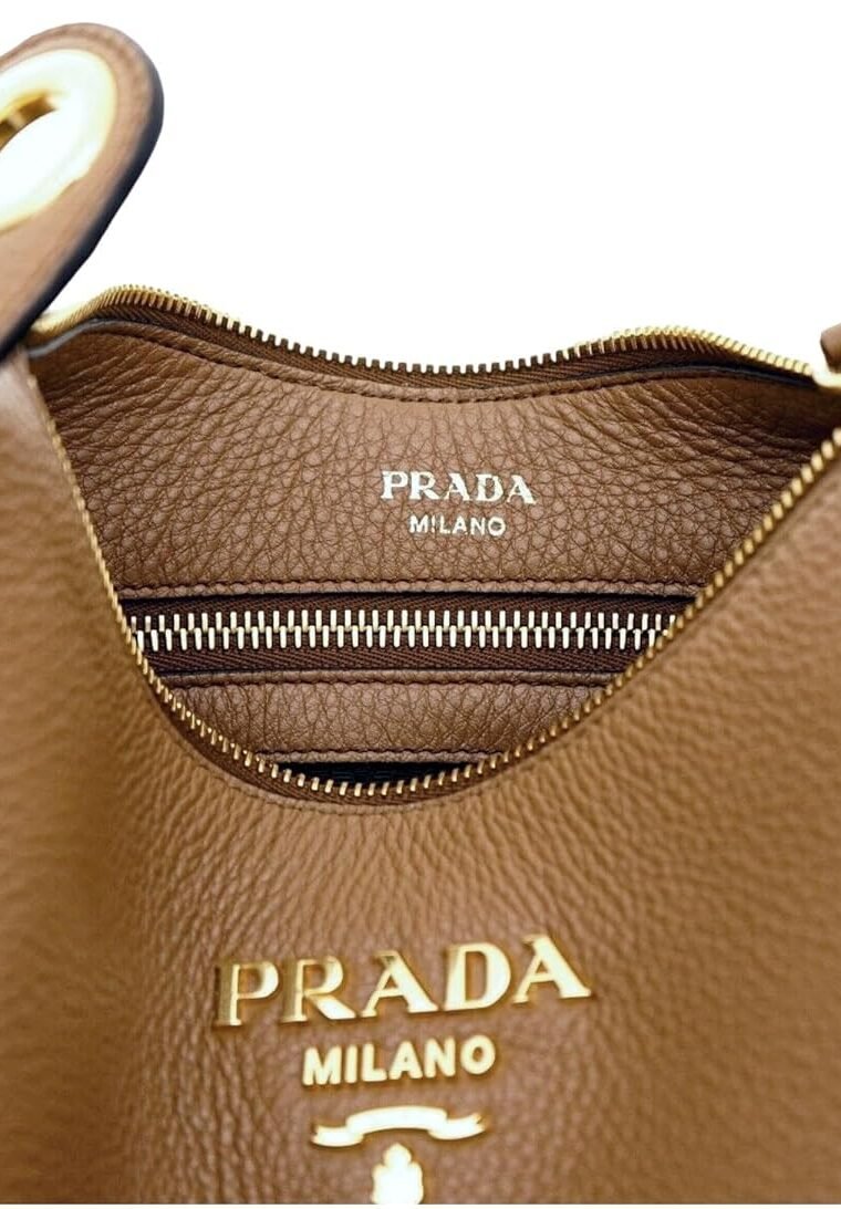 Prada Women's Tan Leather Medium Web Stripe Strap Crossbody Bag 1BC166 - Image 5