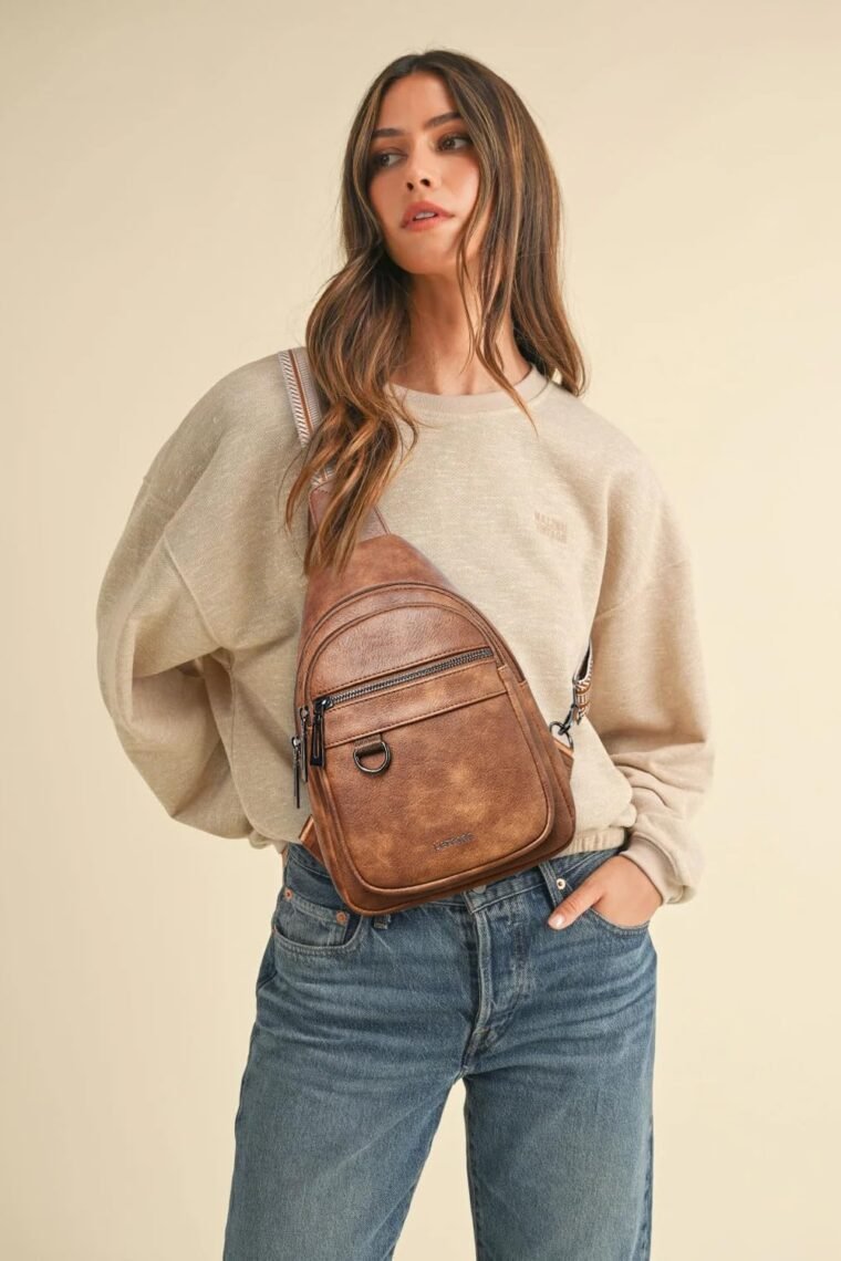 7L Sling Bag for Women Men Vegan Leather Crossbody Bags Fanny Pack Purse Backpack Over Shoulder Bag Travel Anti Theft - Image 2