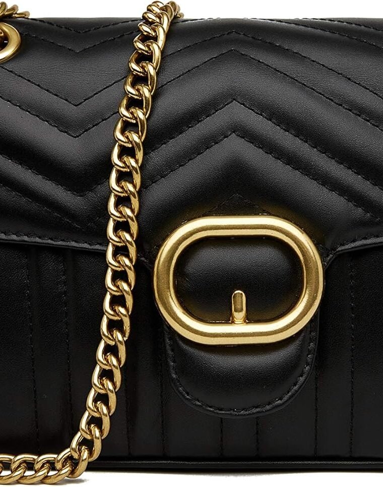 Chrysansmile Women Genuine Leather Shoulder Bag Ladies Fashion Clutch Purses Quilted Crossbody Bags With Chain