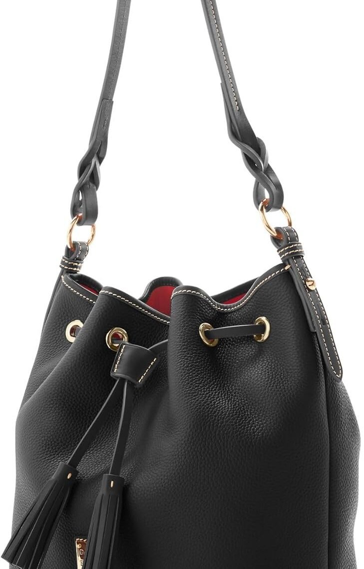 Dooney & Bourke Bucket Bags for Women, Pebble Grain Tasha Large Leather Shoulder Bag with Drawstring Cinch Closure - Image 2