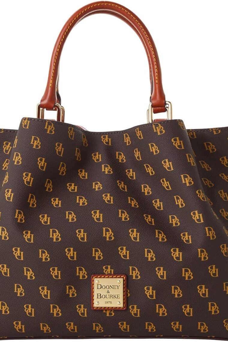 Dooney & Bourke Women's Gretta Brenna Satchel in Coated Cotton, Large Handbag with Adjustable & Detachable Shoulder Strap