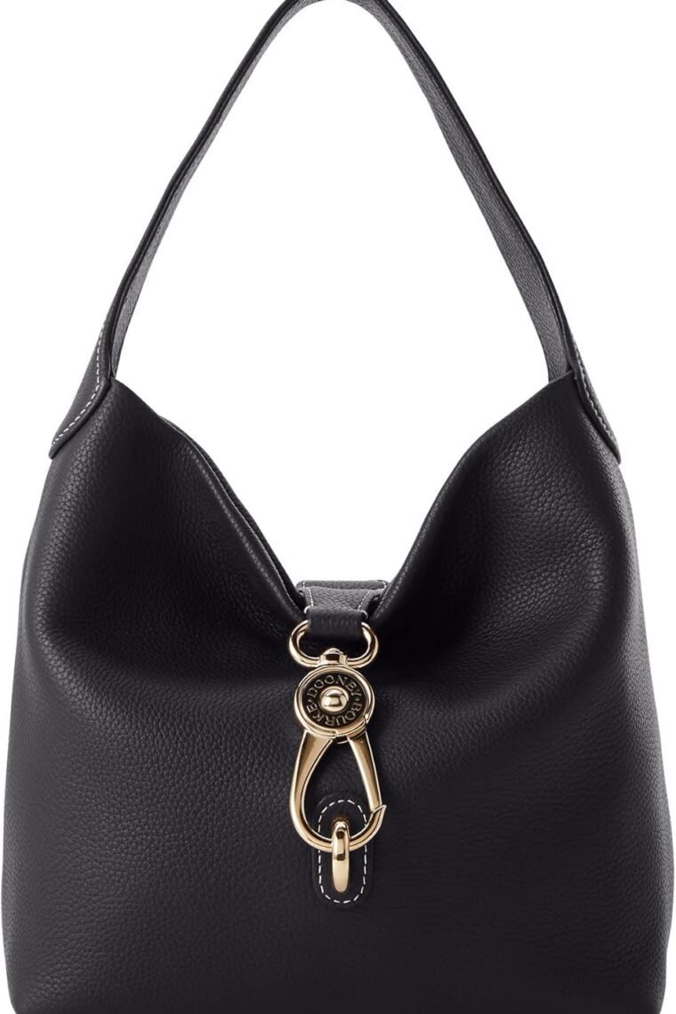 Dooney & Bourke Women's Small Logo Lock Sac Shoulder Bag in Pebble Grain Leather, with Signature Logo Lock Closure