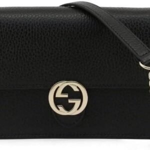 Gucci Interlocking Camelia Wallet Chain Marmont Leather Silver Handbag Italy NEW