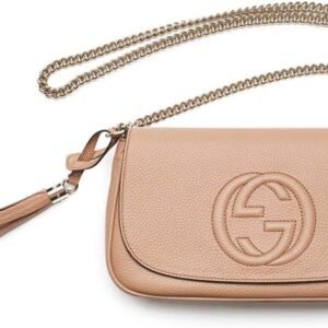 Gucci Soho Camelia Rose Beige Light Tan Leather shoulder bag New