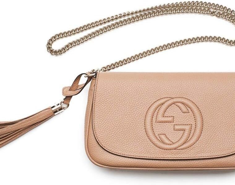 Gucci Soho Camelia Rose Beige Light Tan Leather shoulder bag New