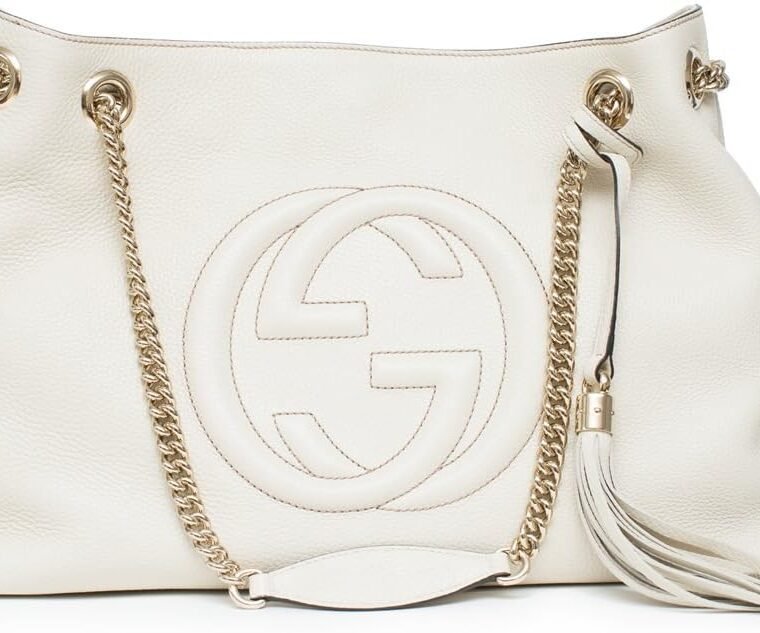 Gucci Soho Ivoire Ivory Gold Double Chain Soft Hobo Leather Shoulder Bag Italy Authentic New - Image 2