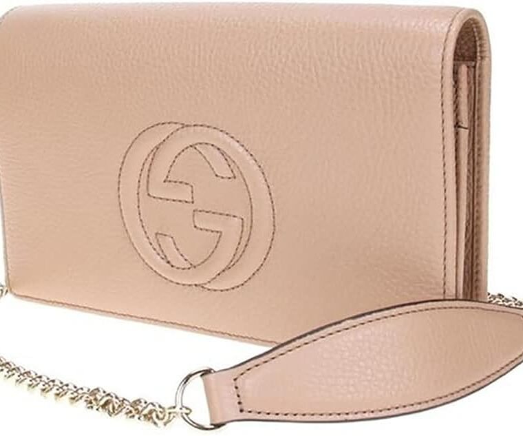 Gucci Soho Mini Chain Crossbody Camellia Leather Bag Handbag New