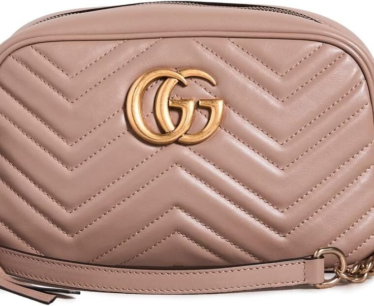 Gucci Women's Pre-Loved Pink Leather Gg Marmont Cross-Body Bag