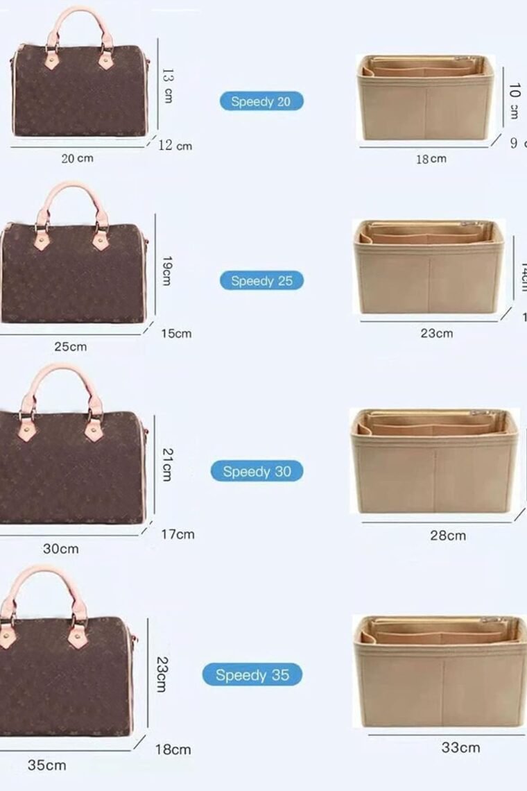 Lckaey Purse Inserts​for Speedy 25 Organizer Insert, for monogram bag, HandBag protective insert Tote Bag and hand bag protector, organizer insert 1083Khaki-M - Image 2