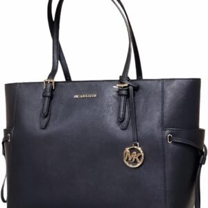 Michael Kors Gilly Large Jet Set Drawstring Top Zip Tote Black Saffiano Leather