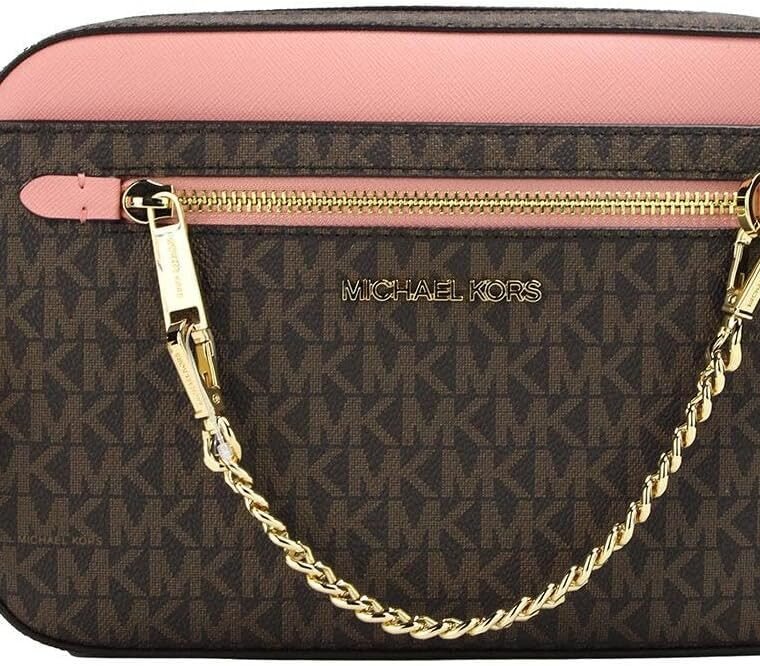 Michael Kors Jet Set Large Leather Crossbody Bag (PrimRose)